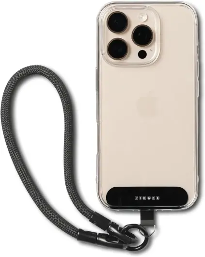 Ringke Holder Link & Flow Hand Strap U-Type - Universeel Telefoonkoord Zwart afbeelding 1