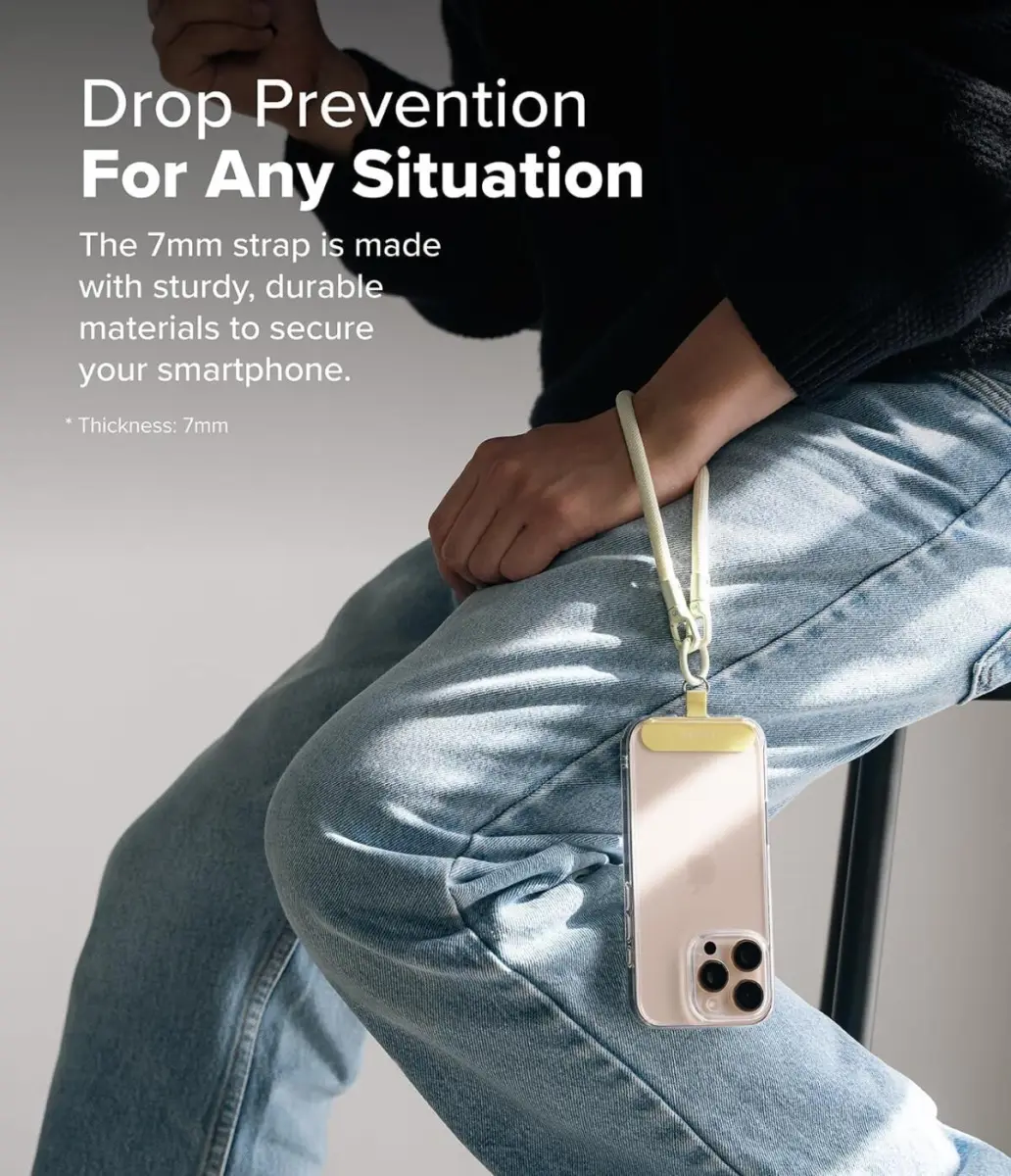 Ringke Holder Link & Flow Hand Strap U-Type - Universeel Telefoonkoord Geel afbeelding 2
