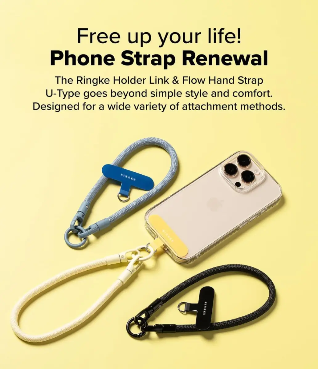 Ringke Holder Link & Flow Hand Strap U-Type - Universeel Telefoonkoord Geel afbeelding 3
