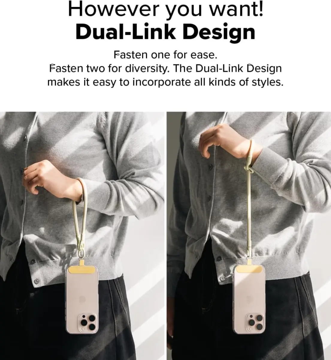 Ringke Holder Link & Flow Hand Strap U-Type - Universeel Telefoonkoord Geel afbeelding 7