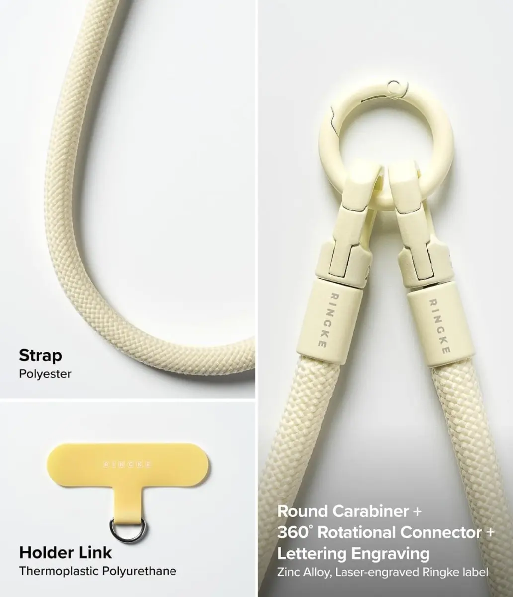 Ringke Holder Link & Flow Hand Strap U-Type - Universeel Telefoonkoord Geel afbeelding 8
