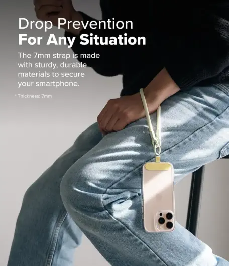 Ringke Holder Link & Flow Hand Strap U-Type - Universeel Telefoonkoord Geel afbeelding 2