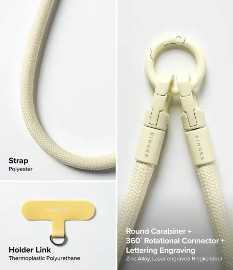 Ringke Holder Link & Flow Hand Strap U-Type - Universeel Telefoonkoord Geel afbeelding 8