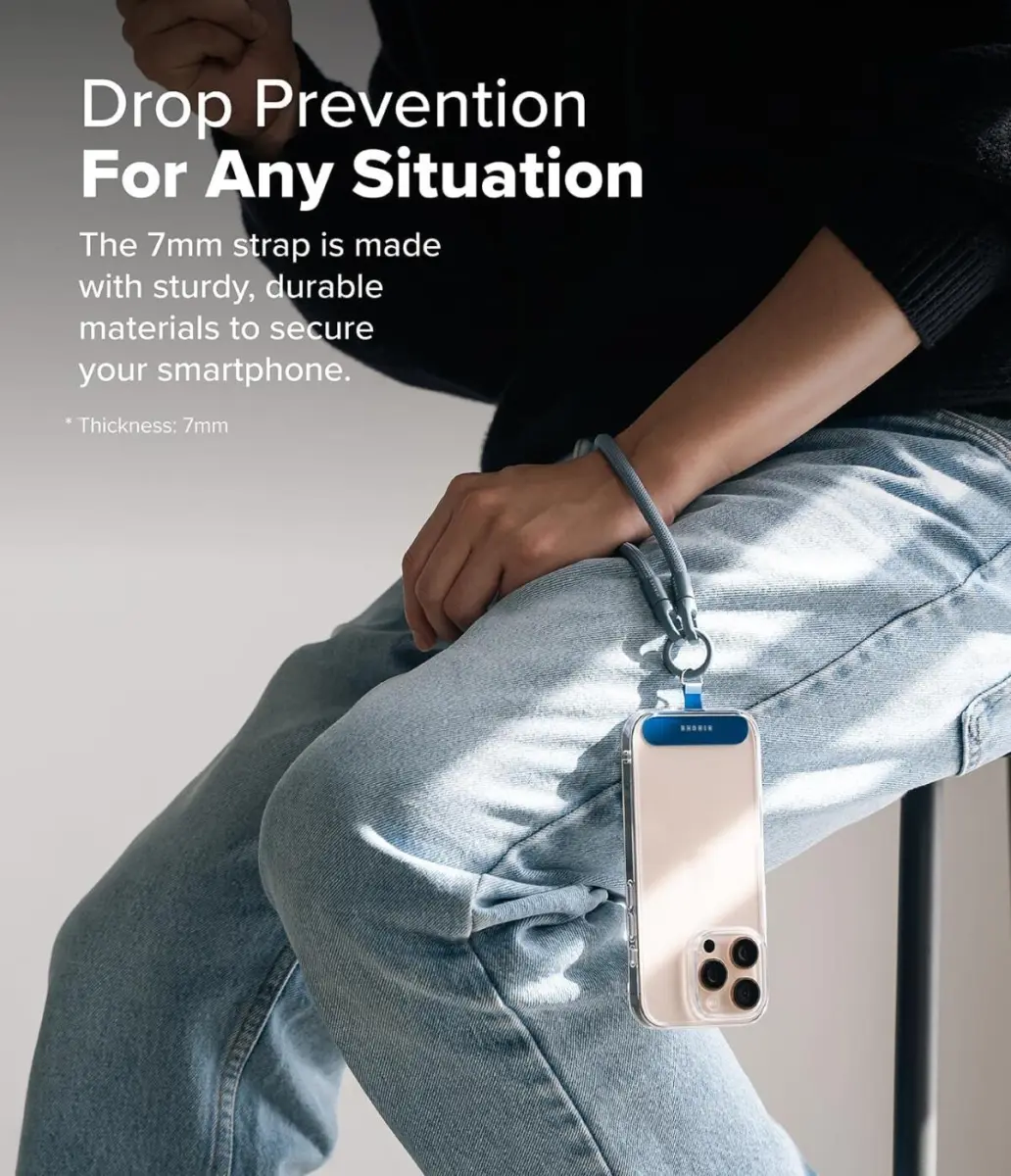 Ringke Holder Link & Flow Hand Strap U-Type - Universeel Telefoonkoord Blauw afbeelding 2