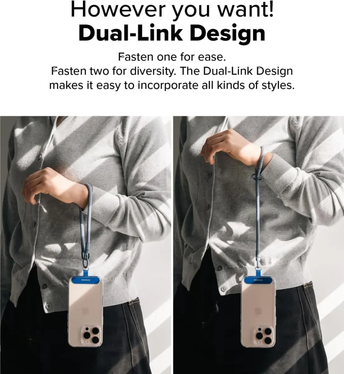 Ringke Holder Link & Flow Hand Strap U-Type - Universeel Telefoonkoord Blauw afbeelding 3