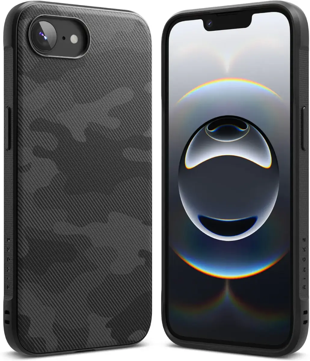 Ringke Onyx Apple iPhone 16e Hoesje Flexibel TPU Back Cover Camo Zwart afbeelding 1