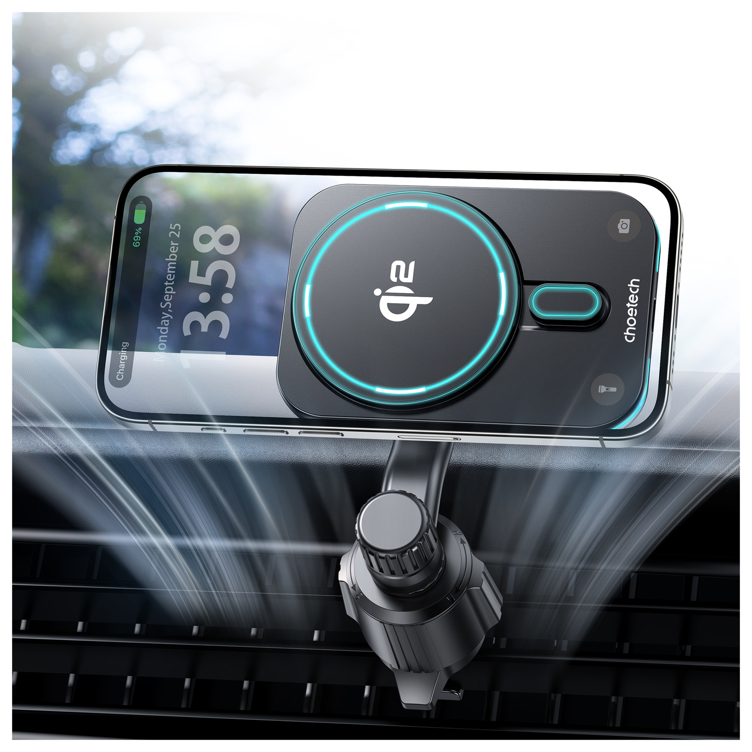 Choetech MagLeap Qi2 15W MagSafe Telefoonhouder Auto met Draadloos Opladen 15W afbeelding 7