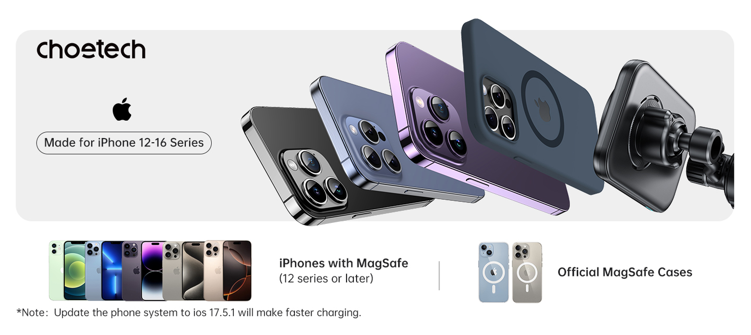 Choetech MagLeap Qi2 15W MagSafe Telefoonhouder Auto met Draadloos Opladen 15W afbeelding 10