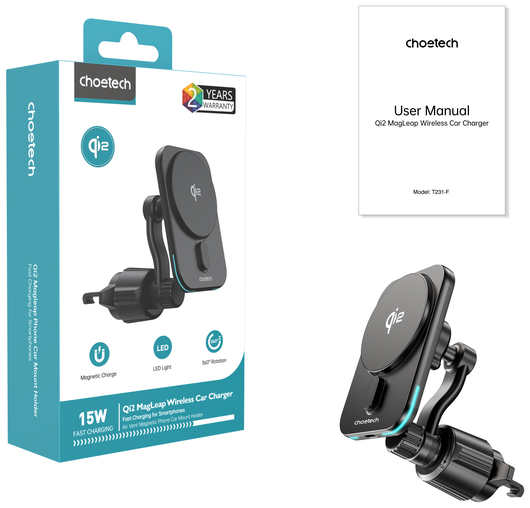 Choetech MagLeap Qi2 15W MagSafe Telefoonhouder Auto met Draadloos Opladen 15W afbeelding 17