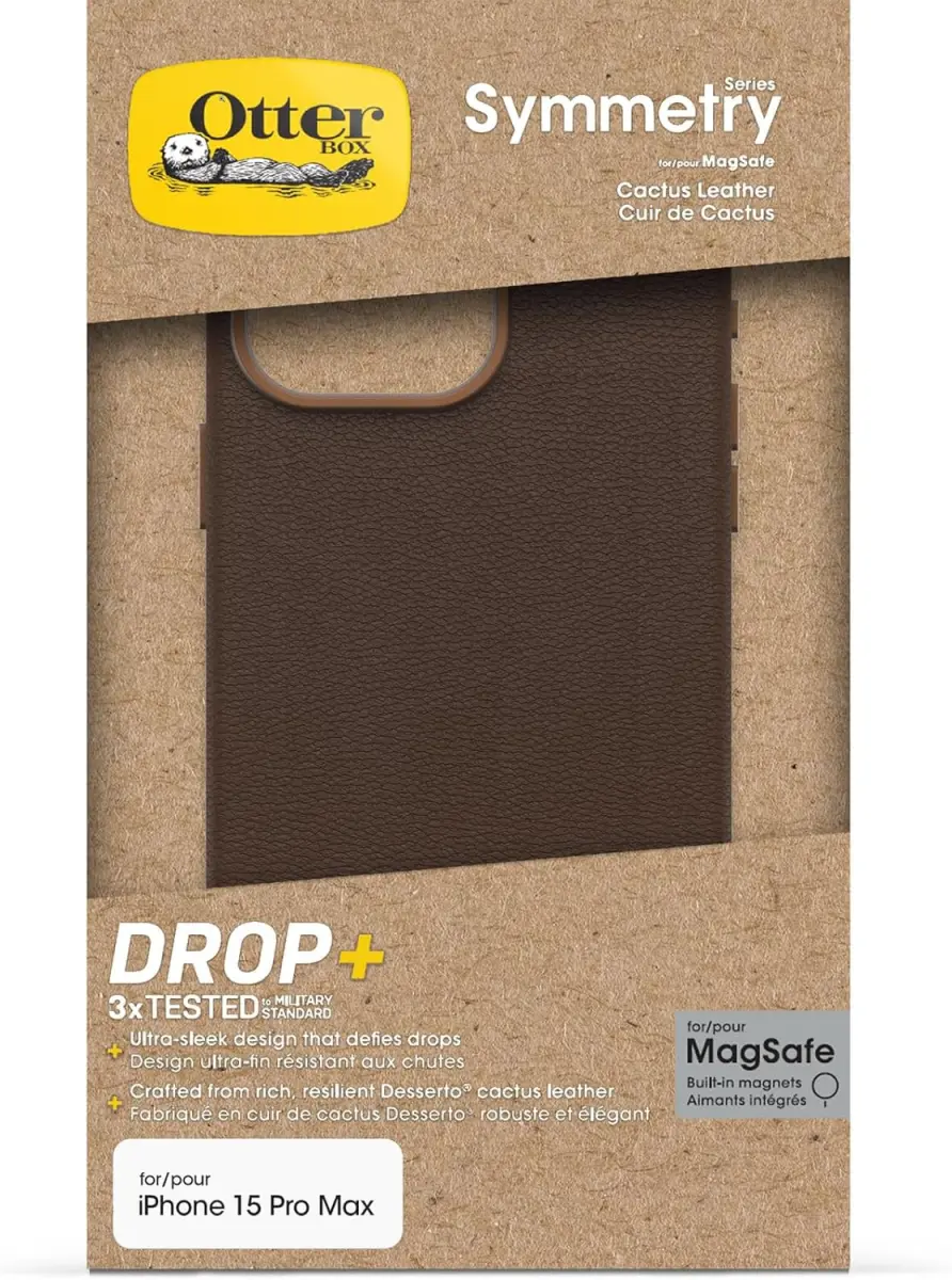 OtterBox Symmetry Cactus Leer MagSafe Apple iPhone 15 Pro Max Hoesje Bruin afbeelding 4
