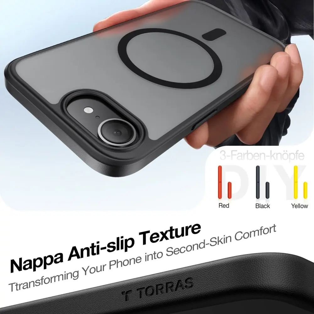 TORRAS Guardian Magnetic iPhone 16e Hoesje MagSafe Back Cover Zwart afbeelding 7
