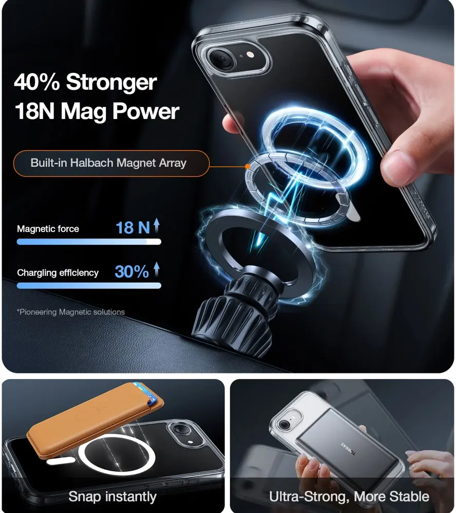 TORRAS Guardian Magnetic iPhone 16e Hoesje MagSafe Back Cover Transparant afbeelding 3