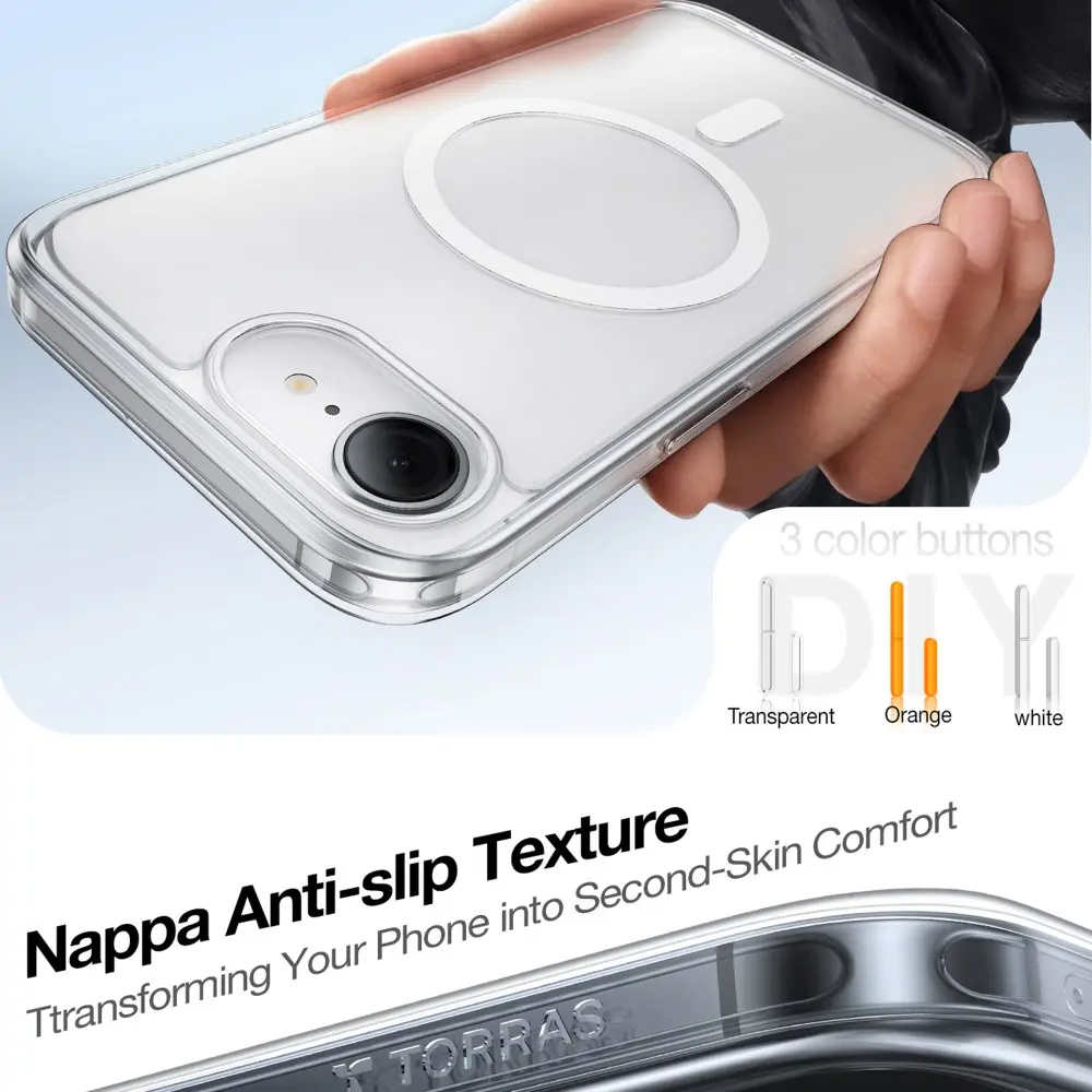 TORRAS Guardian Magnetic iPhone 16e Hoesje MagSafe Back Cover Transparant afbeelding 5