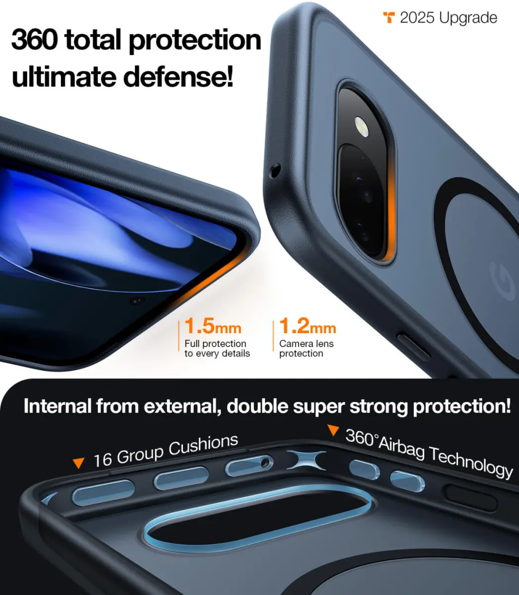 TORRAS Guardian Magnetic Google Pixel 9a Hoesje met MagSafe Zwart afbeelding 6