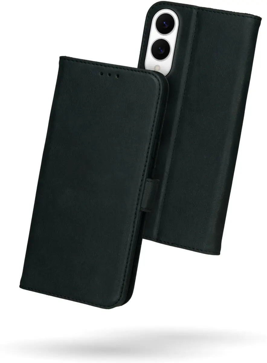 Rosso Deluxe Samsung Galaxy S25 Edge Hoesje Echt Leer Book Case Zwart afbeelding 2