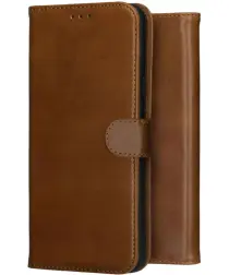 Rosso Deluxe Samsung Galaxy S25 Edge Hoesje Echt Leer Book Case Bruin afbeelding