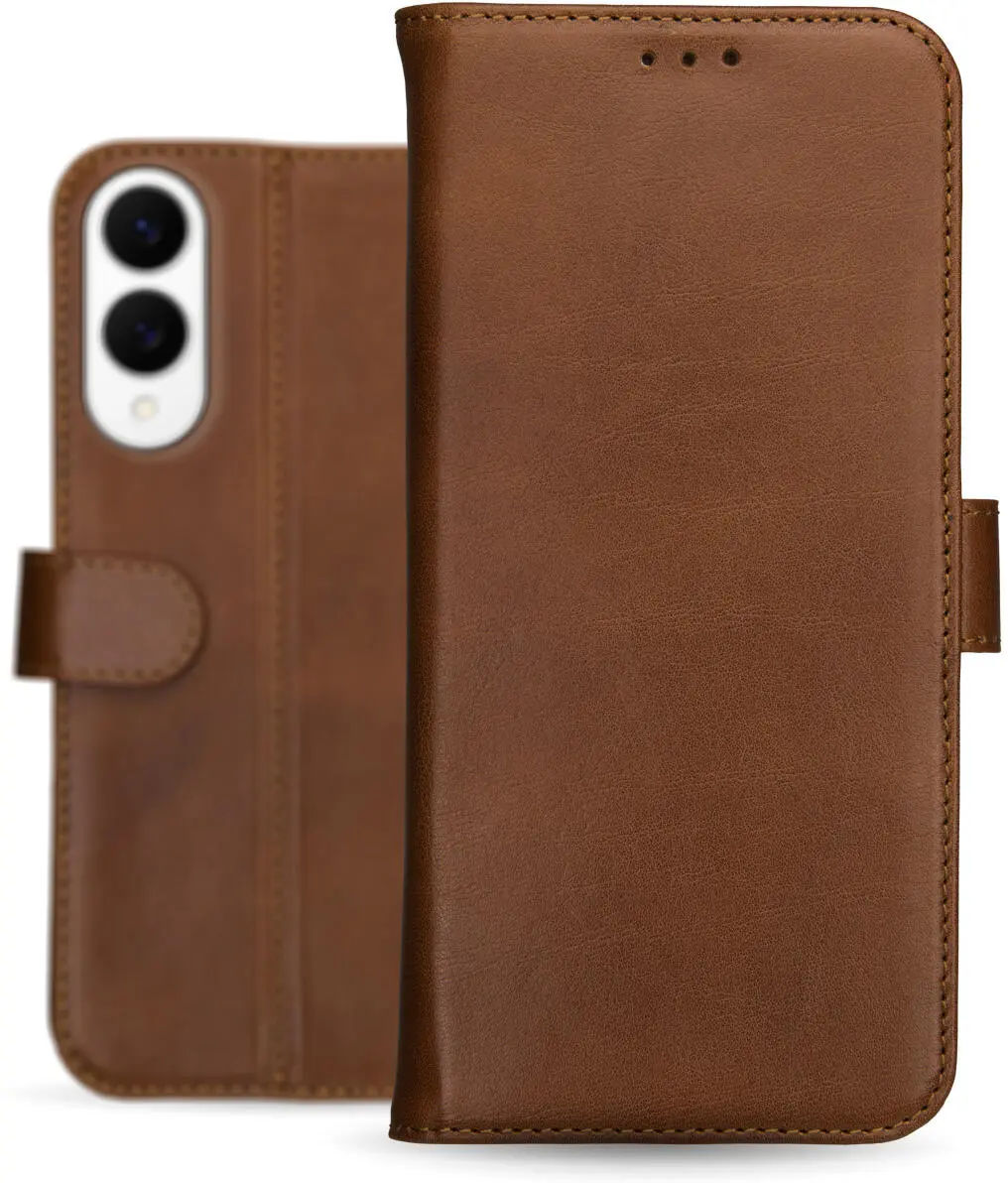 Rosso Deluxe Samsung Galaxy S25 Edge Hoesje Echt Leer Book Case Bruin afbeelding 10