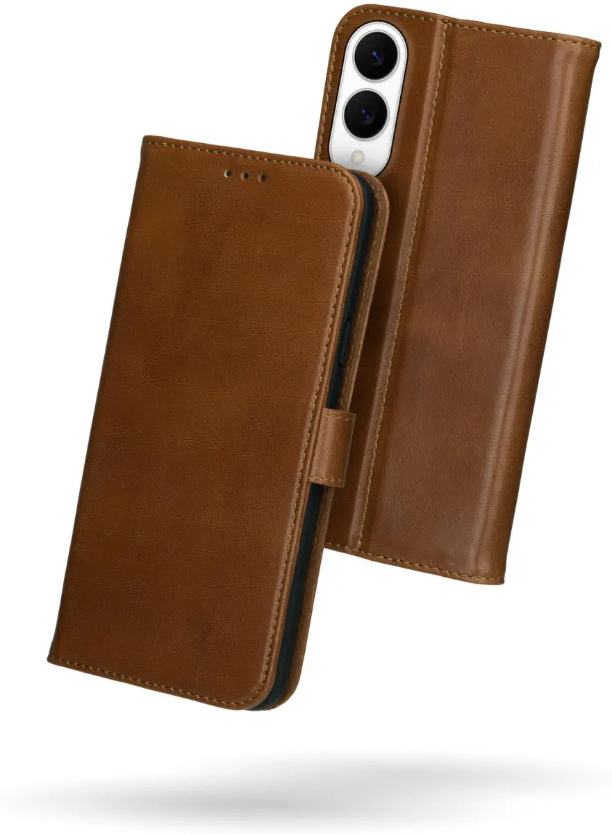 Rosso Deluxe Samsung Galaxy S25 Edge Hoesje Echt Leer Book Case Bruin afbeelding 2