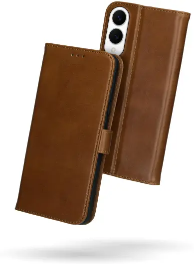 Rosso Deluxe Samsung Galaxy S25 Edge Hoesje Echt Leer Book Case Bruin afbeelding 2