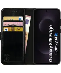Rosso Element Samsung Galaxy S25 Edge Hoesje Book Case Wallet Zwart afbeelding
