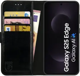 Rosso Element Samsung Galaxy S25 Edge Hoesje Book Case Wallet Zwart afbeelding