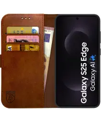 Rosso Element Samsung Galaxy S25 Edge Hoesje Book Case Wallet Bruin afbeelding