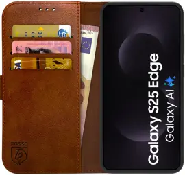 Rosso Element Samsung Galaxy S25 Edge Hoesje Book Case Wallet Bruin afbeelding