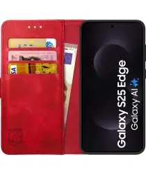 Rosso Element Samsung Galaxy S25 Edge Hoesje Book Case Wallet Rood afbeelding