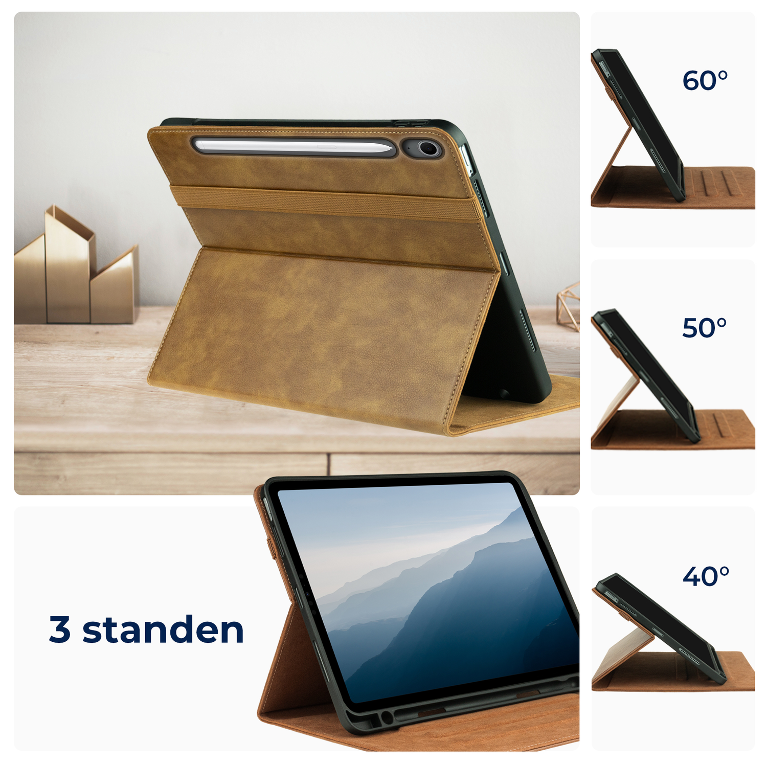Rosso Element Samsung Galaxy Tab S10 FE Plus Hoes Book Case Bruin afbeelding 2