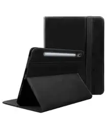 Rosso Deluxe Samsung Galaxy Tab S10 FE Plus Hoes Book Case Echt Leer Zwart afbeelding