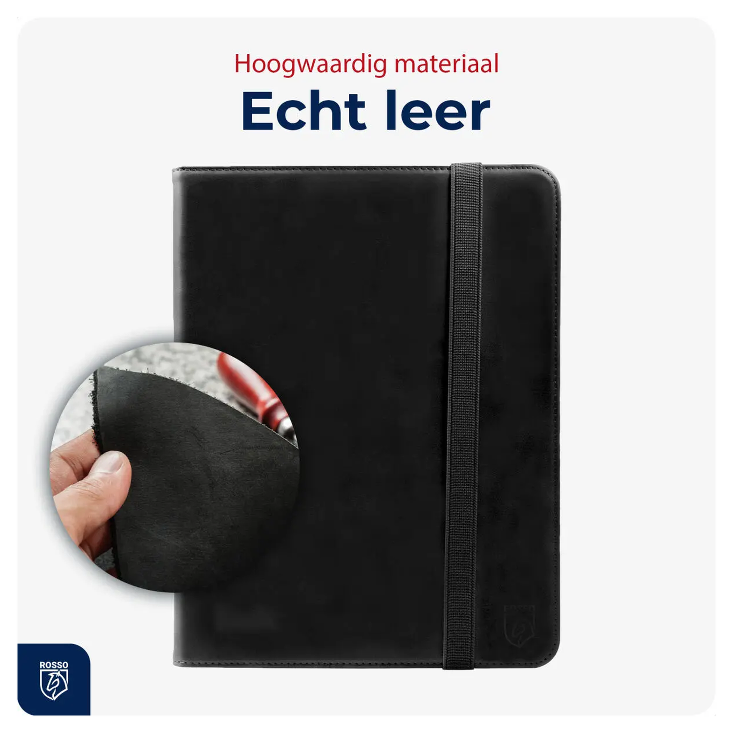 Rosso Deluxe Samsung Galaxy Tab S10 FE Plus Hoes Book Case Echt Leer Zwart afbeelding 2