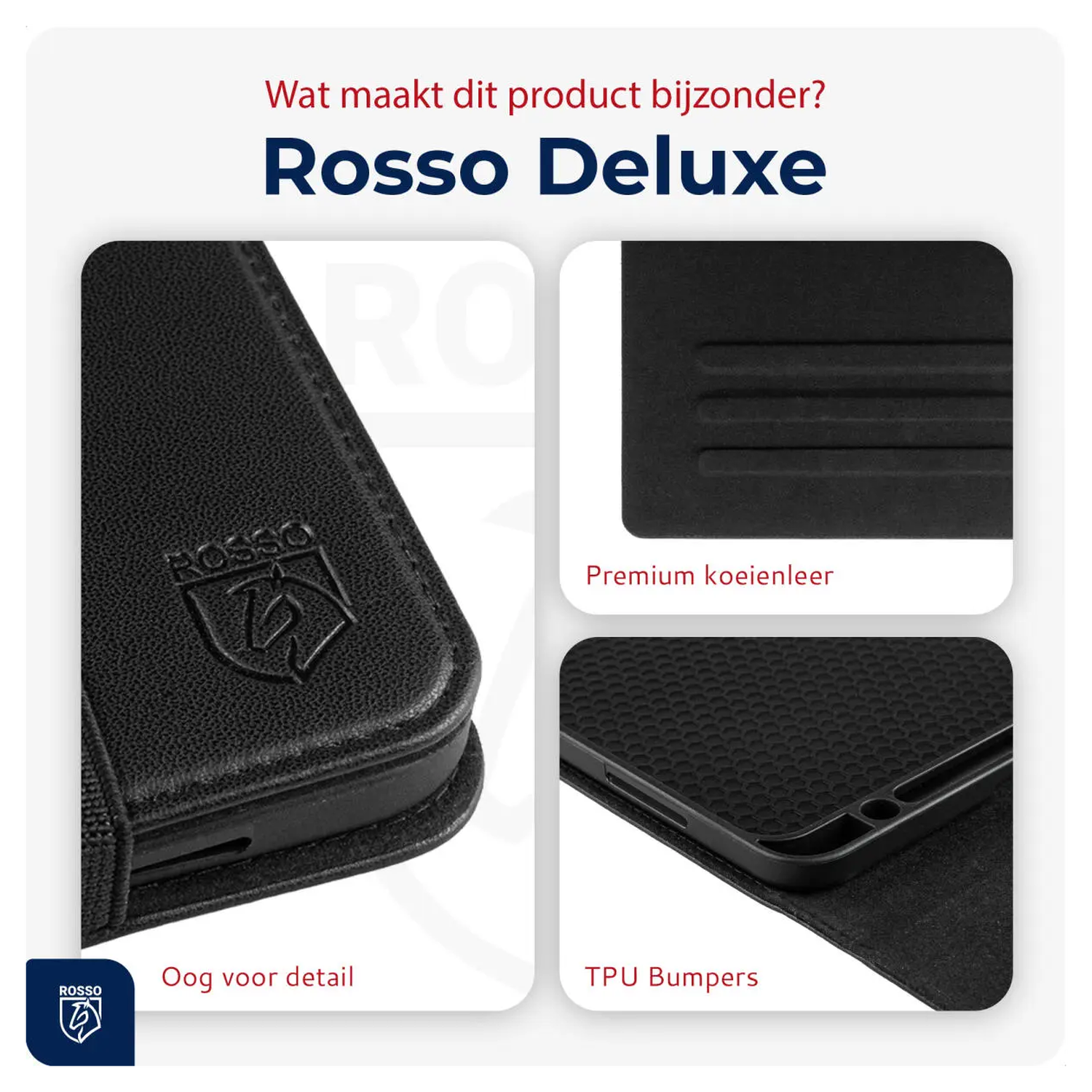 Rosso Deluxe Samsung Galaxy Tab S10 FE Plus Hoes Book Case Echt Leer Zwart afbeelding 4