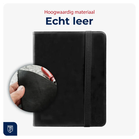Rosso Deluxe Samsung Galaxy Tab S10 FE Plus Hoes Book Case Echt Leer Zwart afbeelding 2