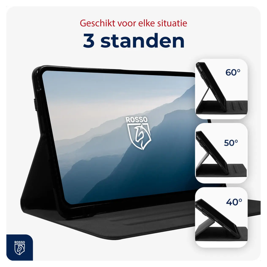 Rosso Deluxe Samsung Galaxy Tab S10 FE Plus Hoes Book Case Echt Leer Zwart afbeelding 3