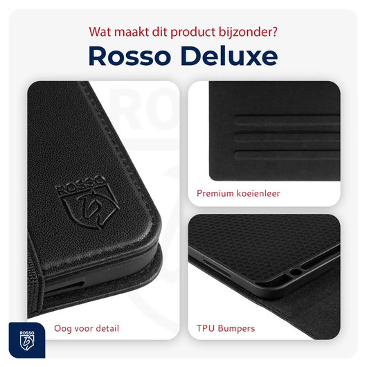 Rosso Deluxe Samsung Galaxy Tab S10 FE Plus Hoes Book Case Echt Leer Zwart afbeelding 4
