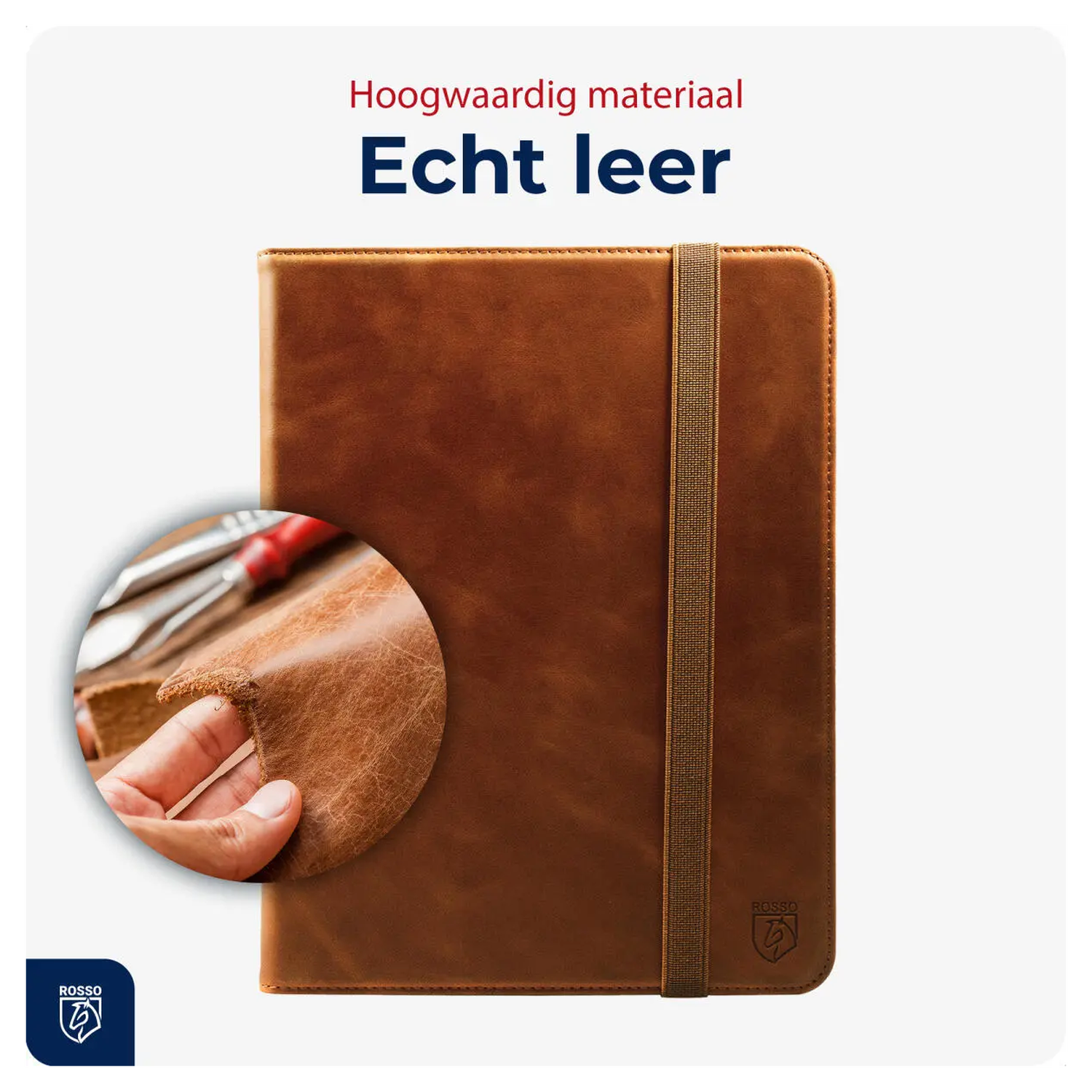 Rosso Deluxe Samsung Galaxy Tab S10 FE Plus Hoes Book Case Echt Leer Bruin afbeelding 2