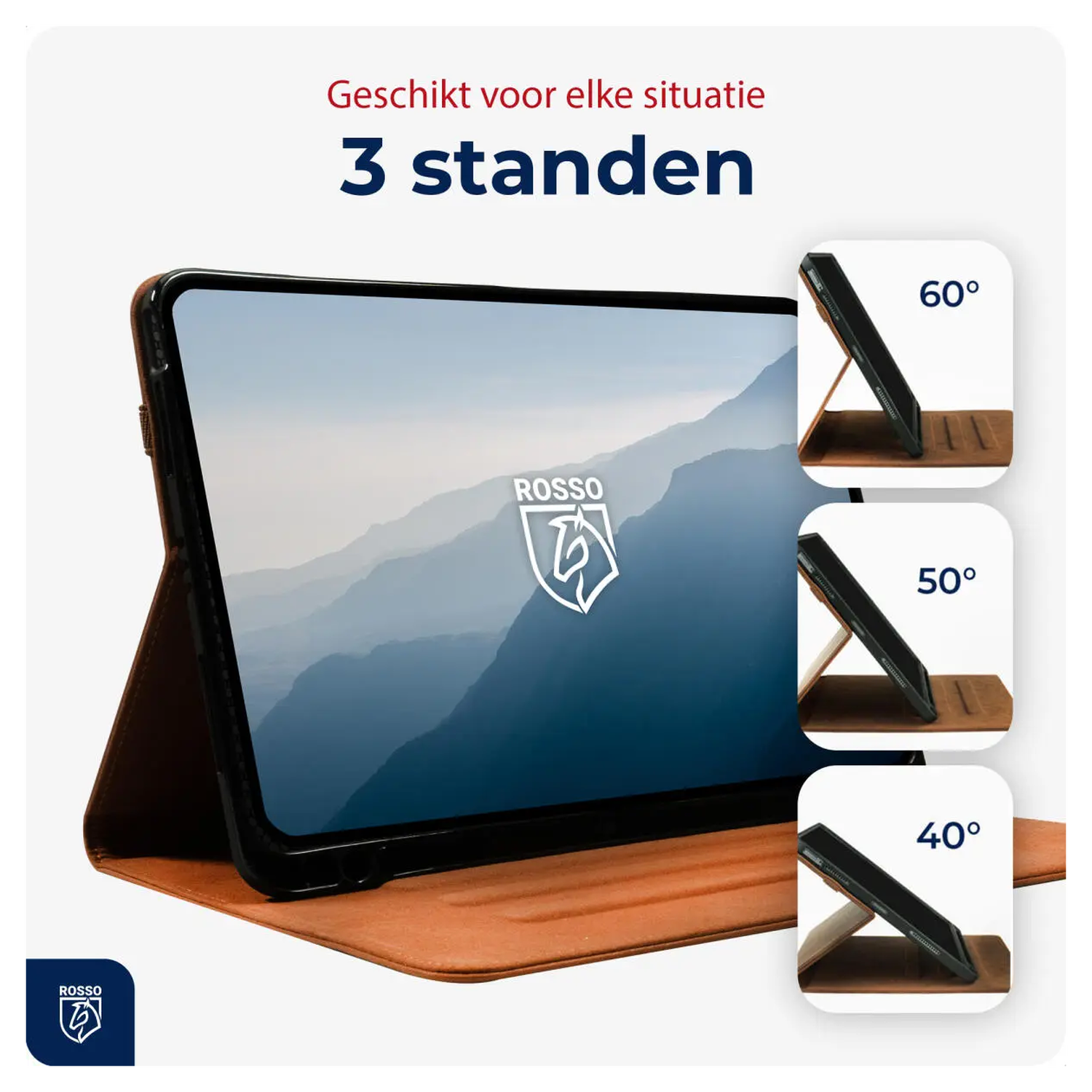 Rosso Deluxe Samsung Galaxy Tab S10 FE Plus Hoes Book Case Echt Leer Bruin afbeelding 3