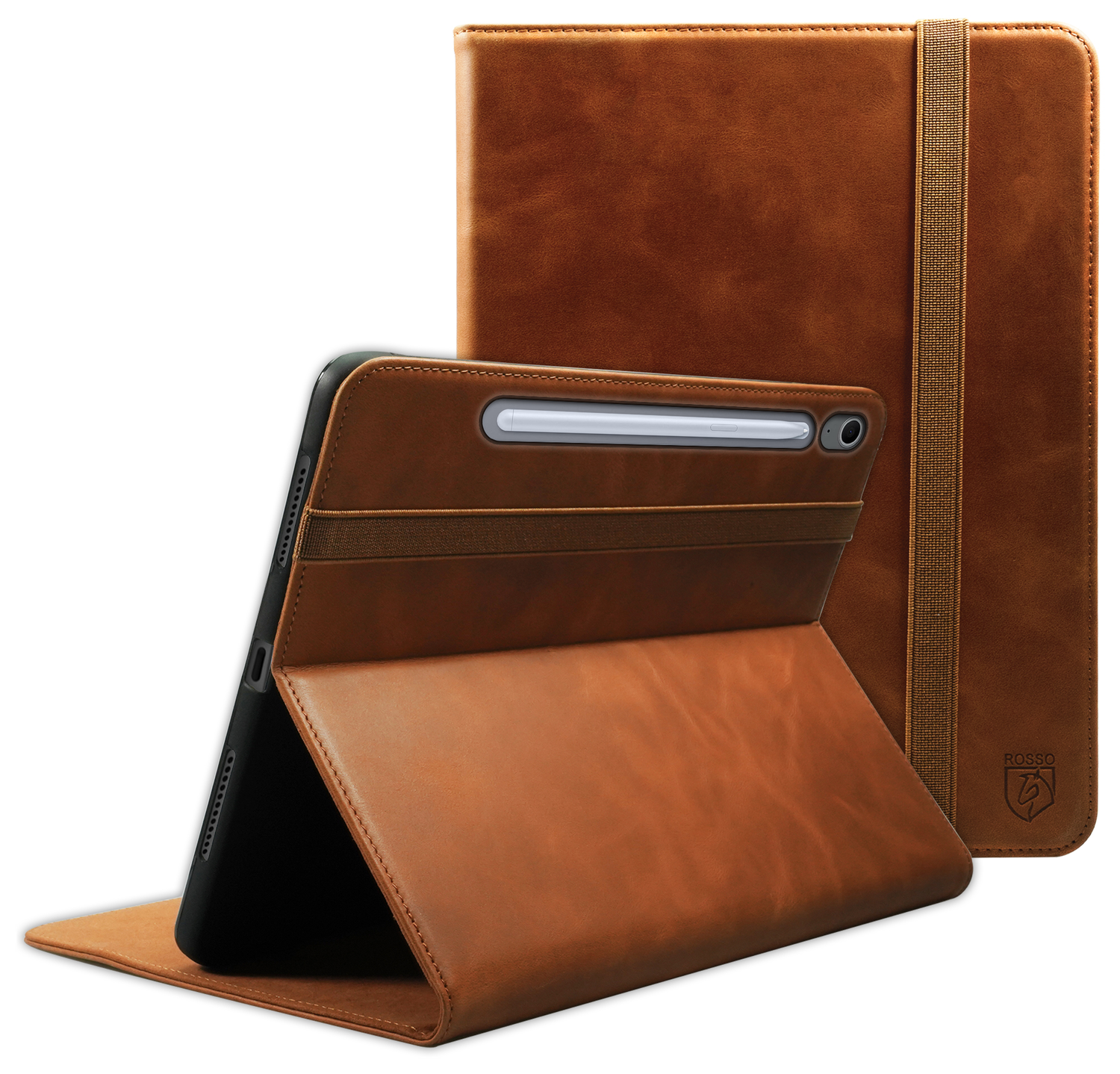 Rosso Deluxe Samsung Galaxy Tab S10 FE Plus Hoes Book Case Echt Leer Bruin afbeelding 1