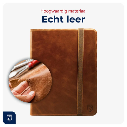 Rosso Deluxe Samsung Galaxy Tab S10 FE Plus Hoes Book Case Echt Leer Bruin afbeelding 2