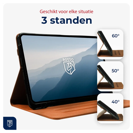 Rosso Deluxe Samsung Galaxy Tab S10 FE Plus Hoes Book Case Echt Leer Bruin afbeelding 3
