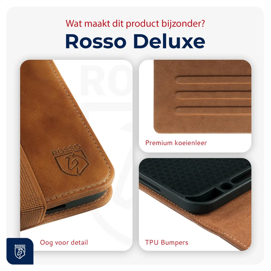 Rosso Deluxe Samsung Galaxy Tab S10 FE Plus Hoes Book Case Echt Leer Bruin afbeelding 4