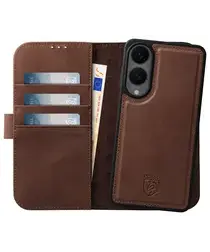 Rosso Elite Samsung Galaxy S25 Edge Hoesje met MagSafe Book Case Echt Leer Bruin afbeelding