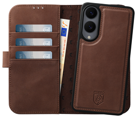 Rosso Elite Samsung Galaxy S25 Edge Hoesje met MagSafe Book Case Echt Leer Bruin afbeelding