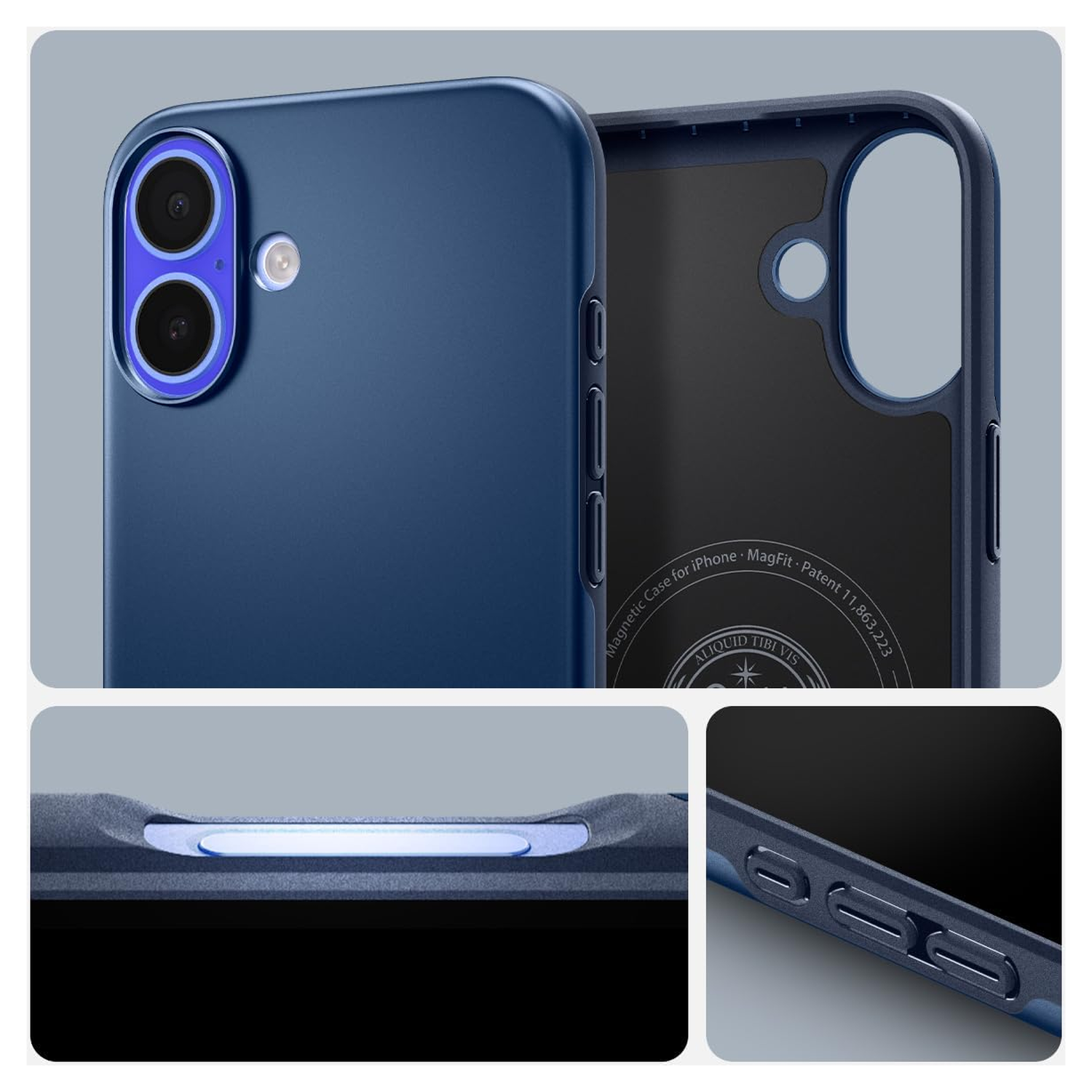 Spigen Thin Fit MagFit Apple iPhone 16 Plus Hoesje MagSafe Back Cover Blauw afbeelding 3