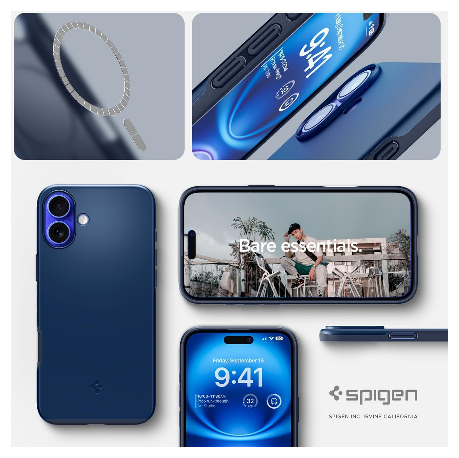 Spigen Thin Fit MagFit Apple iPhone 16 Plus Hoesje MagSafe Back Cover Blauw afbeelding 9