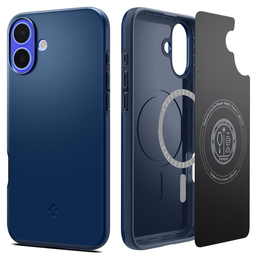 Spigen Thin Fit MagFit Apple iPhone 16 Plus Hoesje MagSafe Back Cover Blauw afbeelding 1