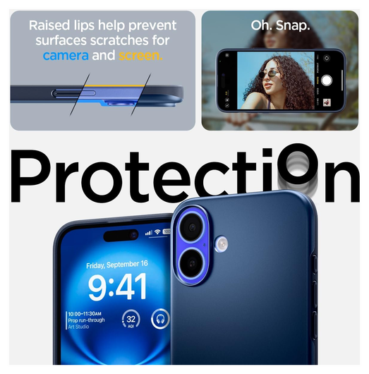 Spigen Thin Fit MagFit Apple iPhone 16 Plus Hoesje MagSafe Back Cover Blauw afbeelding 6