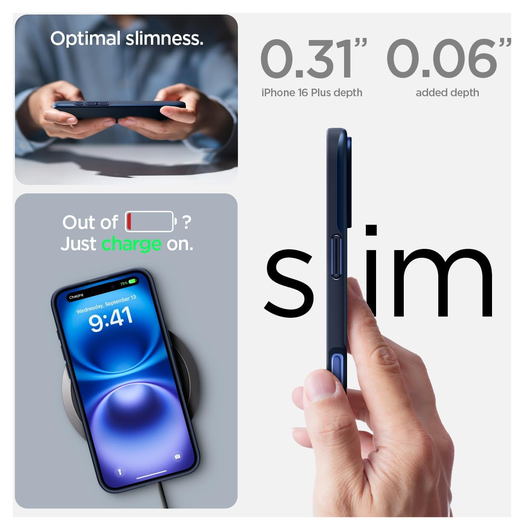 Spigen Thin Fit MagFit Apple iPhone 16 Plus Hoesje MagSafe Back Cover Blauw afbeelding 7