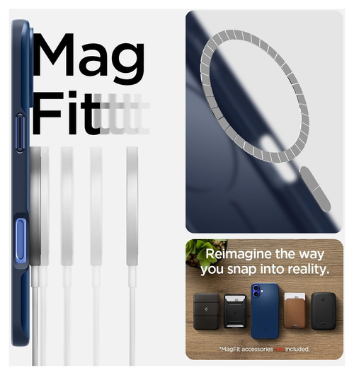 Spigen Thin Fit MagFit Apple iPhone 16 Plus Hoesje MagSafe Back Cover Blauw afbeelding 8