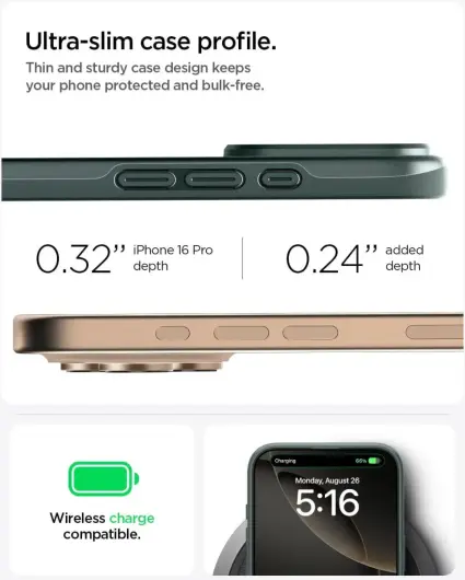 Spigen Thin Fit MagFit Apple iPhone 16 Pro Hoesje MagSafe Back Cover Groen afbeelding 4